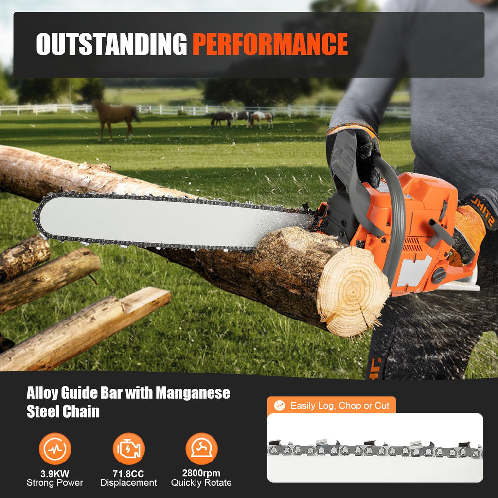 24'' 72CC 2-Stroke Gas Chainsaw O23556