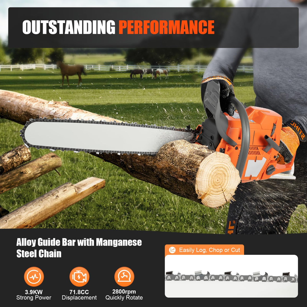 24'' 72CC 2-Stroke Gas Chainsaw O23556
