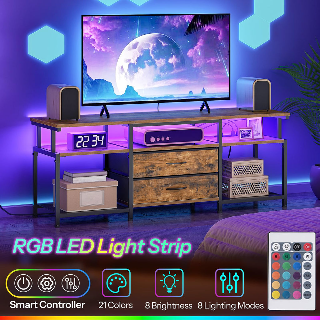 TV Stand with Power Outlet and LED Light H242