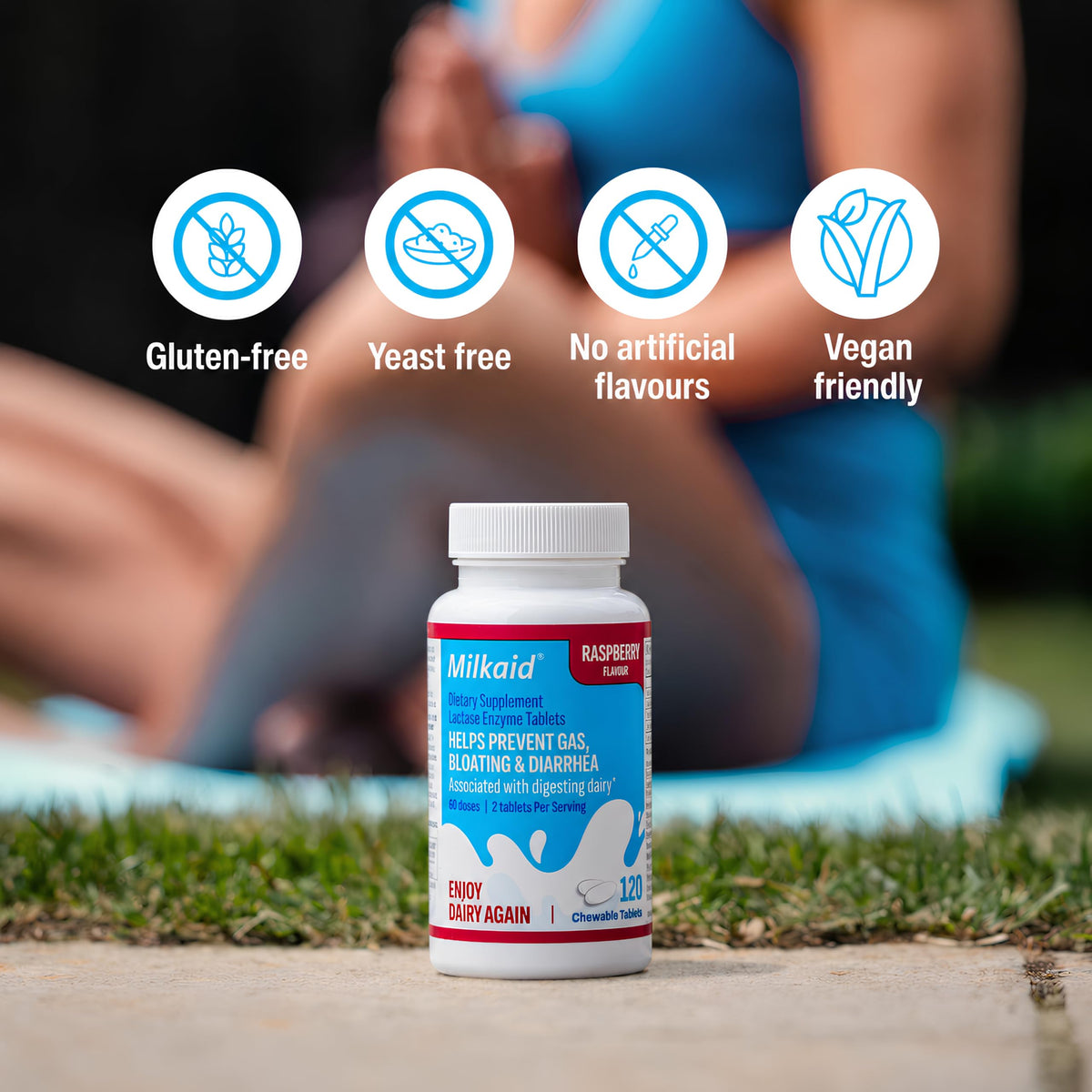 Chewable Lactase Enzyme Tablets 60 Tablets Raspberry O34117