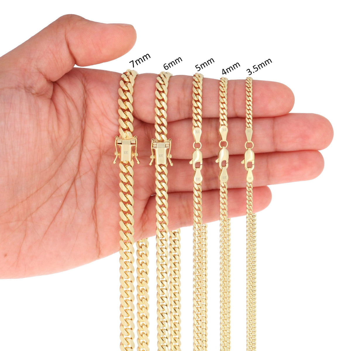 10K Yellow Gold Cuban Link Chain Necklace A8653