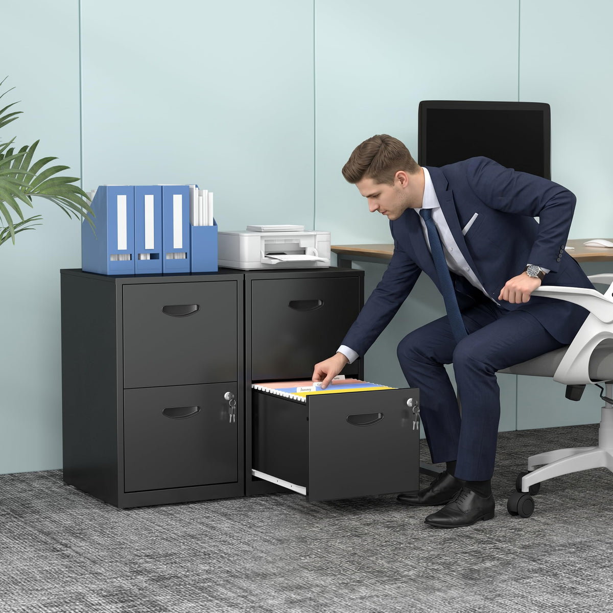 2 Drawer Metal File Cabinet with Lock Z9443