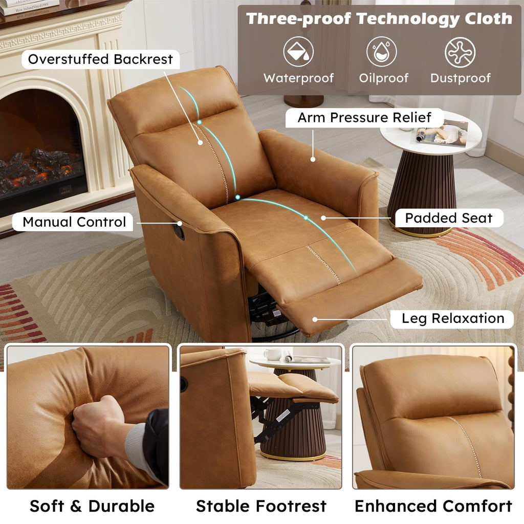Manual Swivel Rocker Recliner Faux Leather B151124