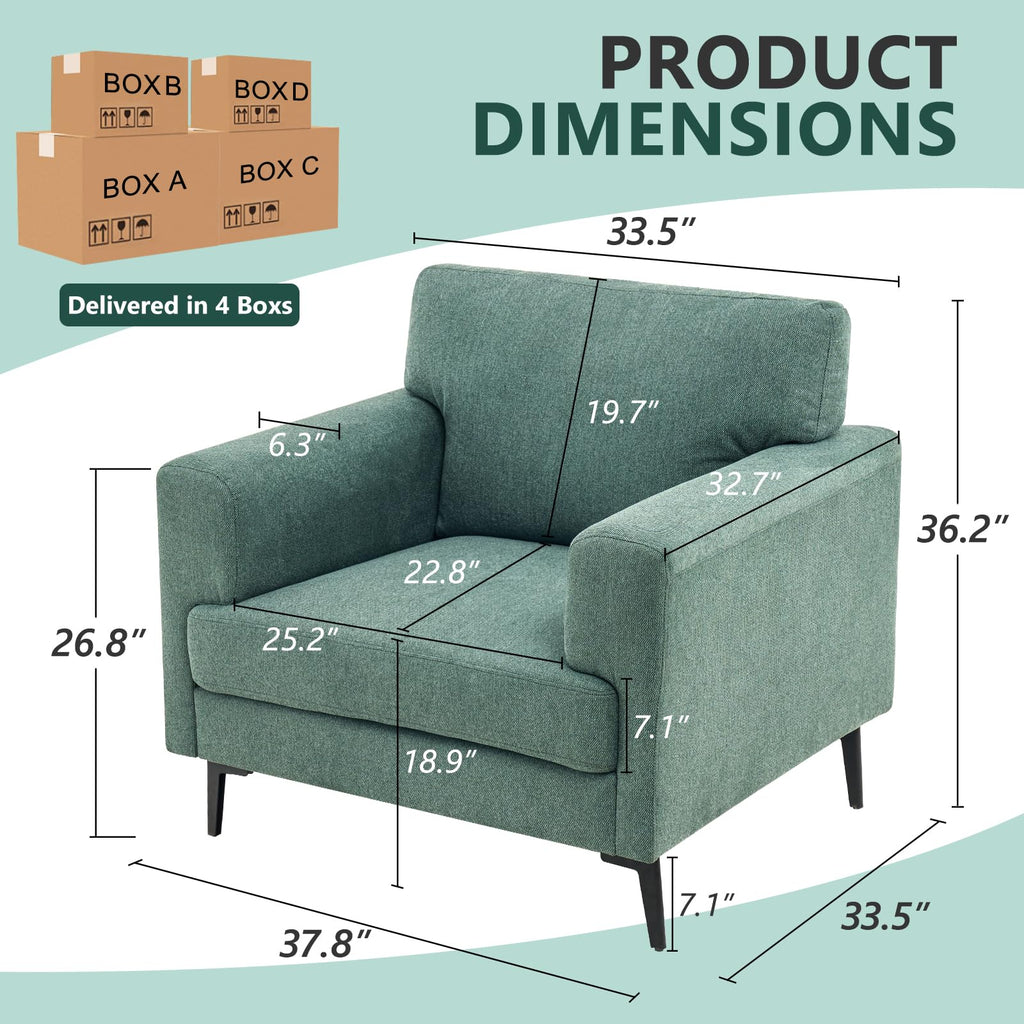 Oversized Linen Accent Chair 2PC B627079