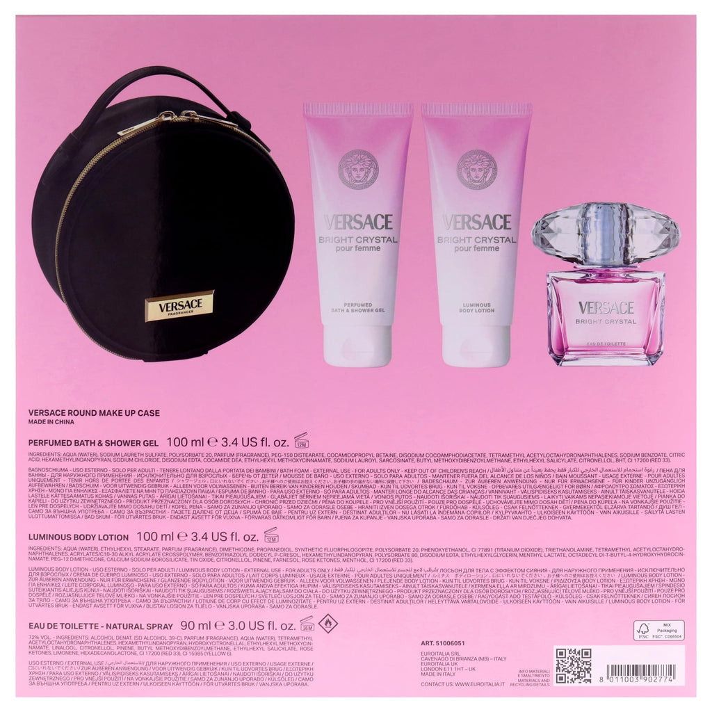 4 Pc Gift Set 3oz EDT Spray, 3.4oz Body Lotion, 3.4oz Shower Gel, Round Make Up Case W299