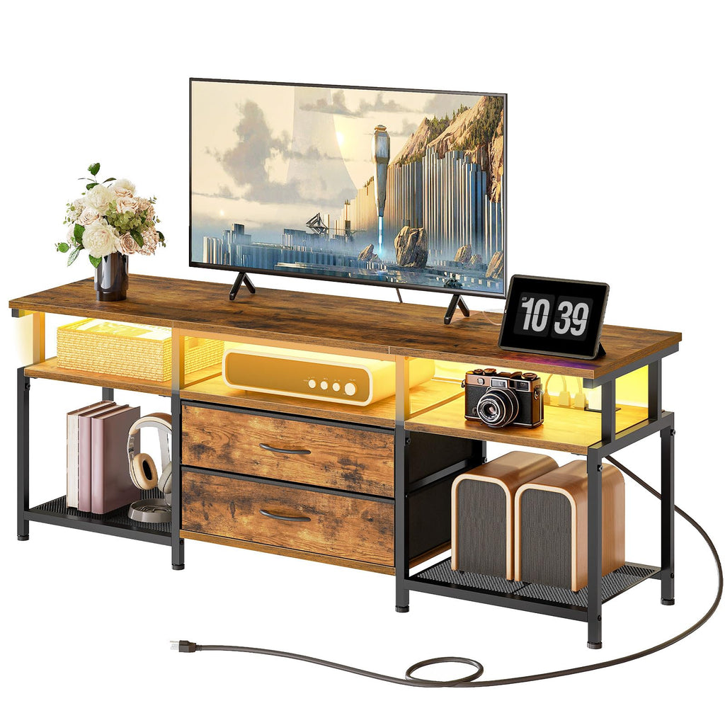 TV Stand with Power Outlet and LED Light H242