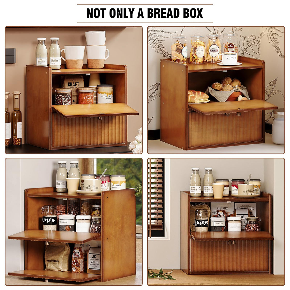 Rustic Bamboo Bread Box Double Layer Large Capacity C35851