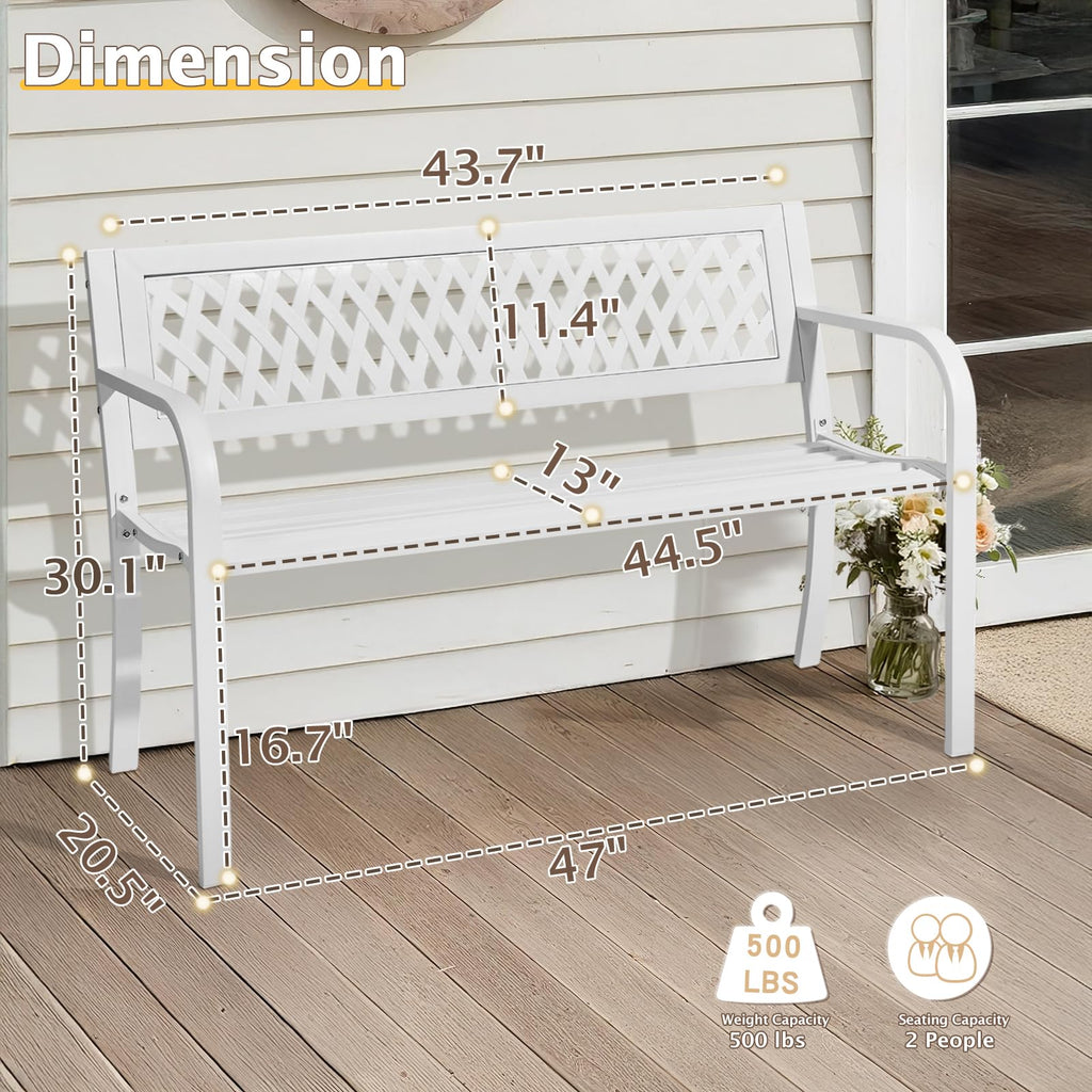 White 2-Person Outdoor Bench K970