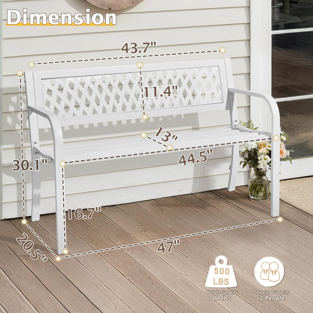 White 2-Person Outdoor Bench K970