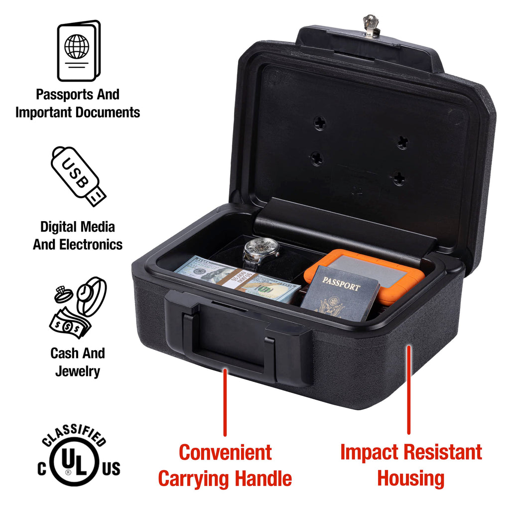 Black Fireproof Money Safe with Key Lock J8301