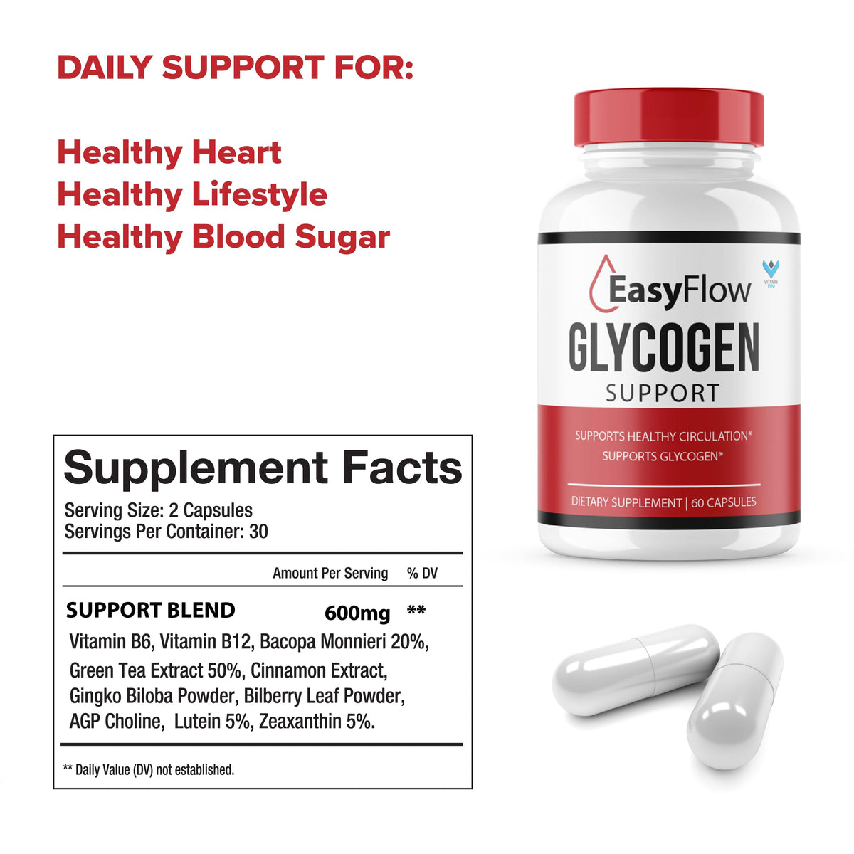 5 Pack 300 Capsules Glycogen Support Supplement H338166