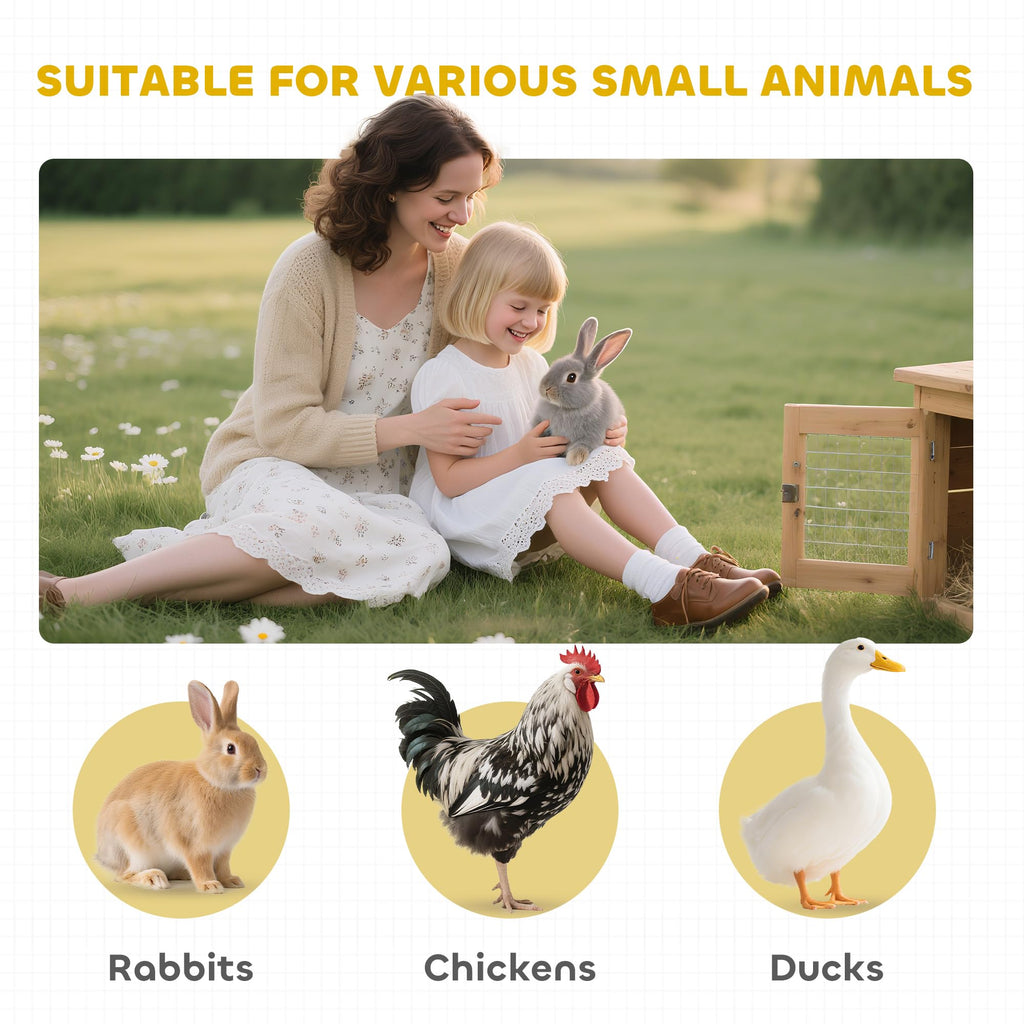 55" 2-Tier Wooden Rabbit Hutch with Ramp V9089