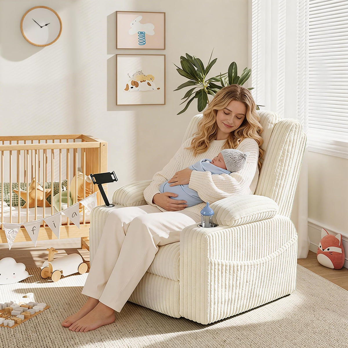Oversized Swivel Rocker Recliner with Massage and Heat D29986
