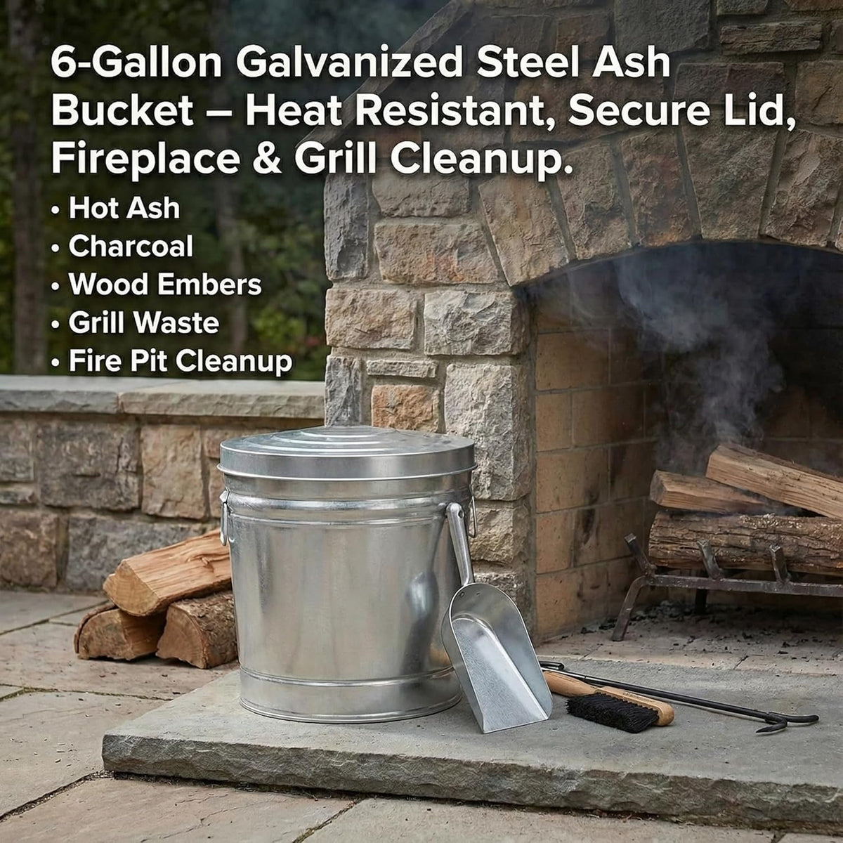 6-Gallon Galvanized Steel Storage Can with Lid L76133