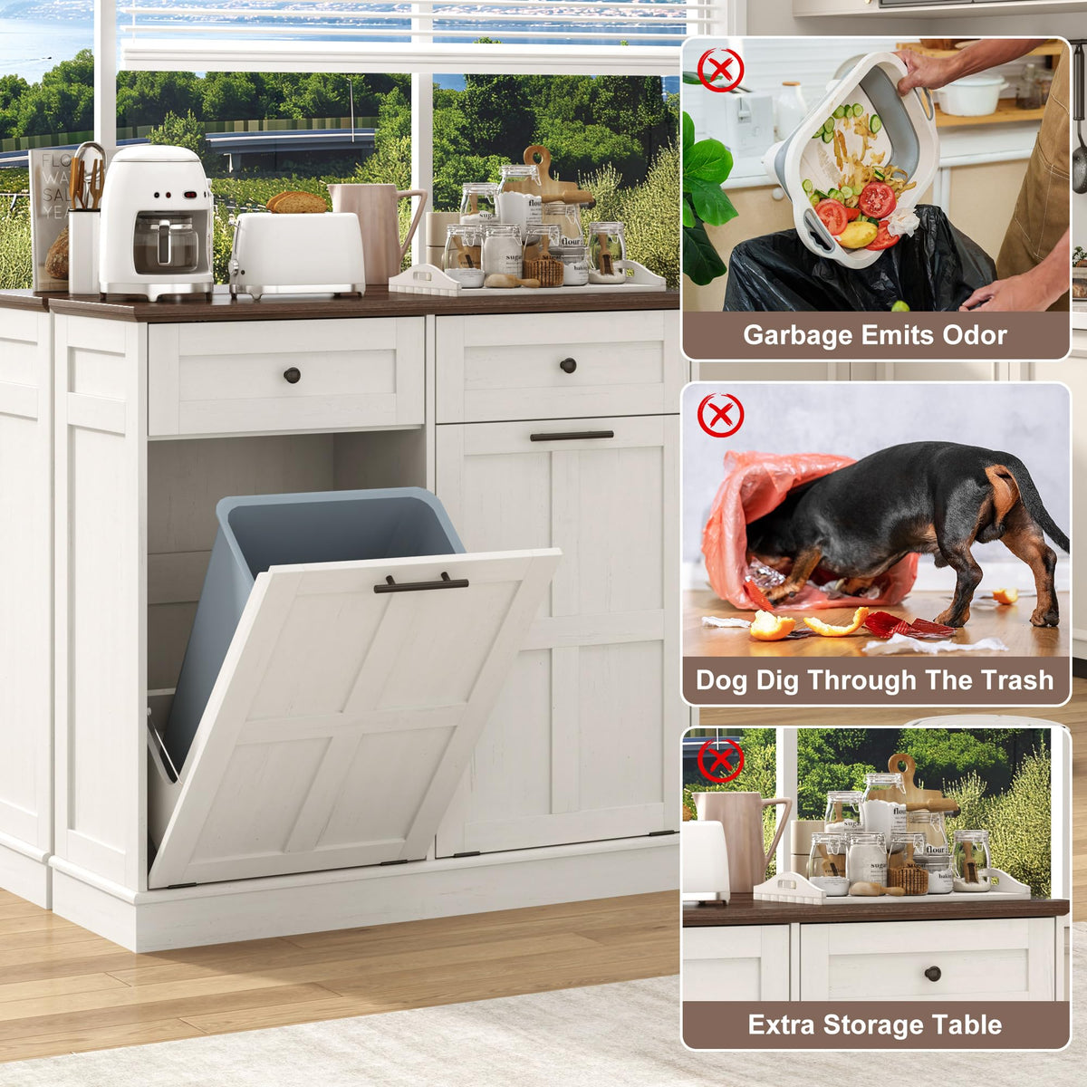 13 Gallon Double Tilt-Out Trash Can Cabinet F6953