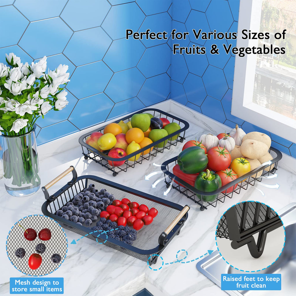 3 Tier Fruit Basket with 2 Banana Hangers Q83203
