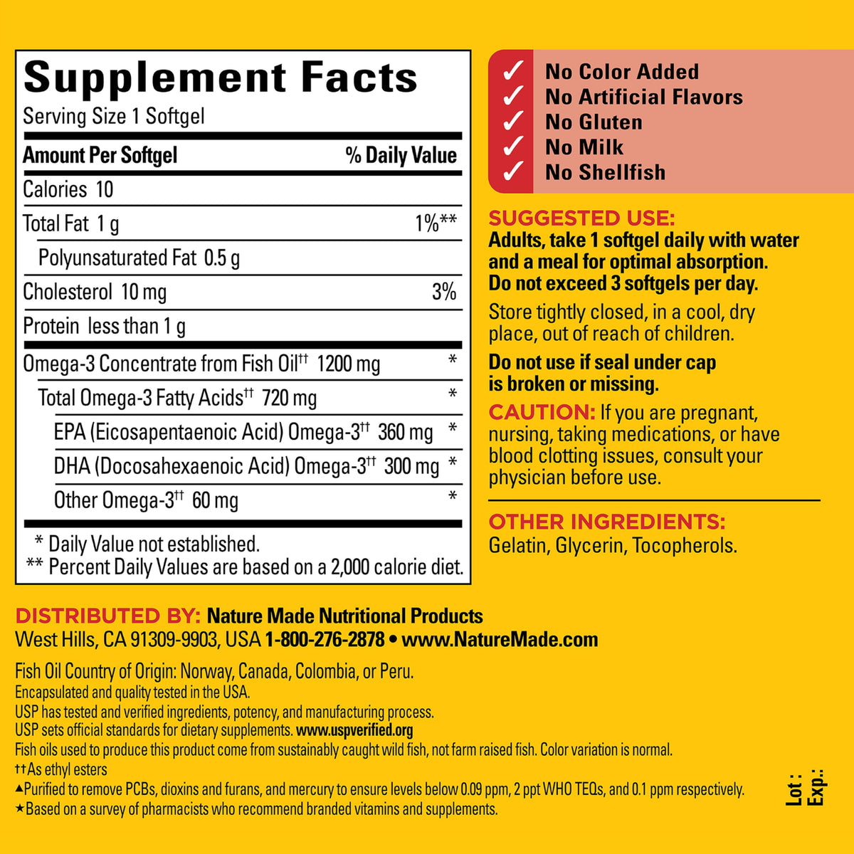 Fish Oil Omega 3 1200 mg Softgels Q703