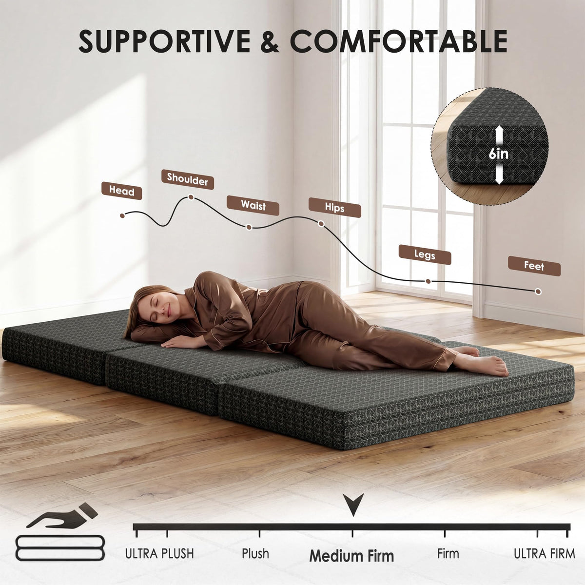 Queen Tri-Fold Memory Foam Mattress S203