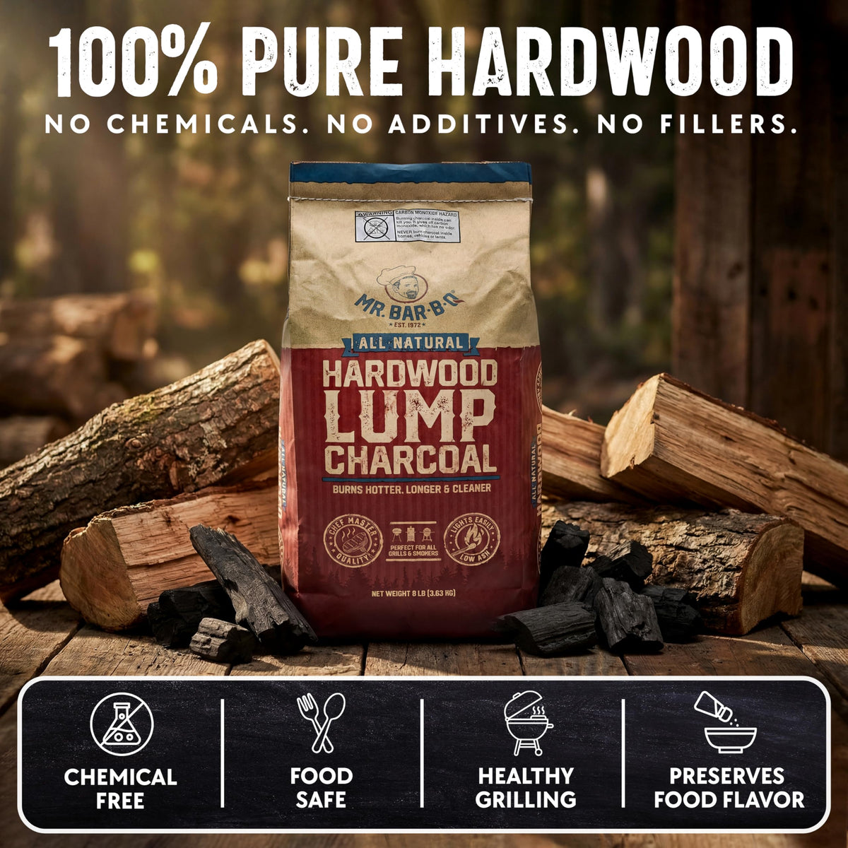 8 LB. All Natural Hardwood Lump Charcoal U4045