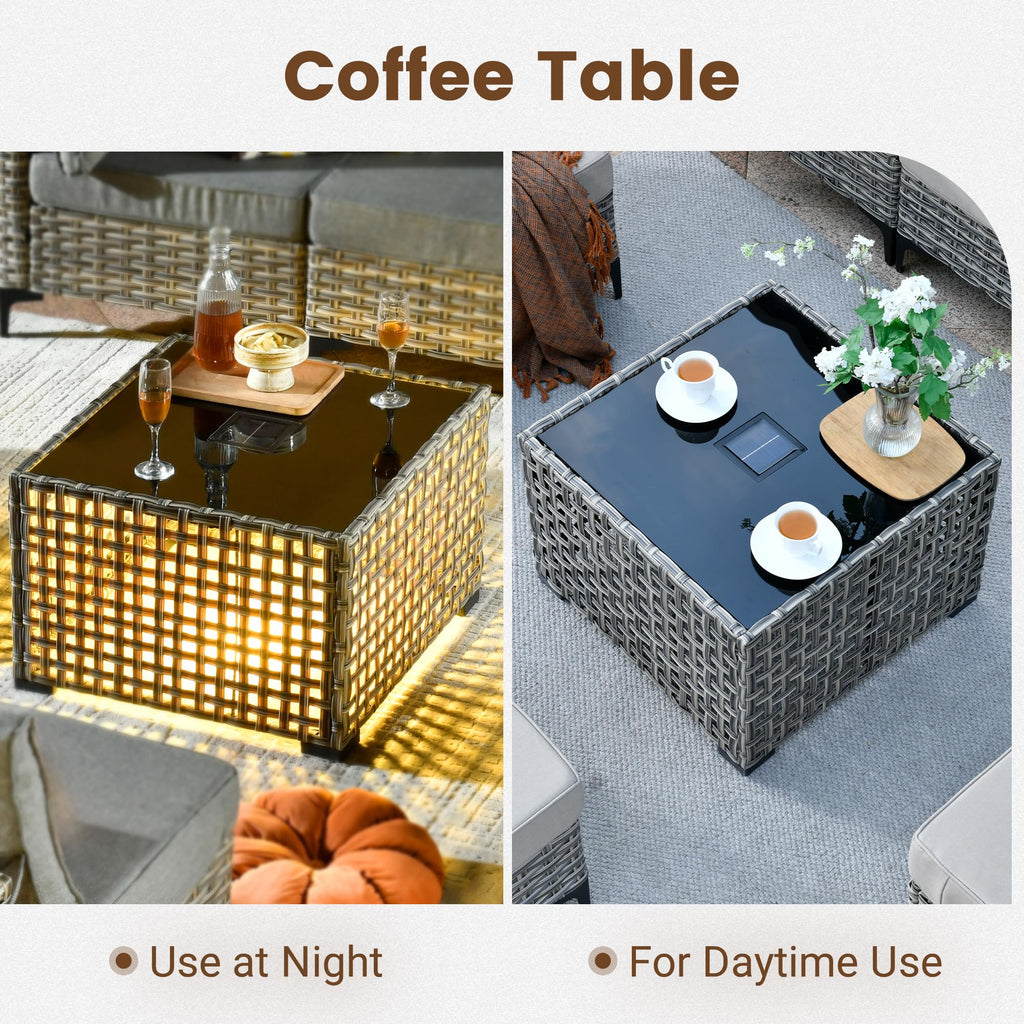Navy Blue 8 Pieces Wicker Patio Furniture Set O8638