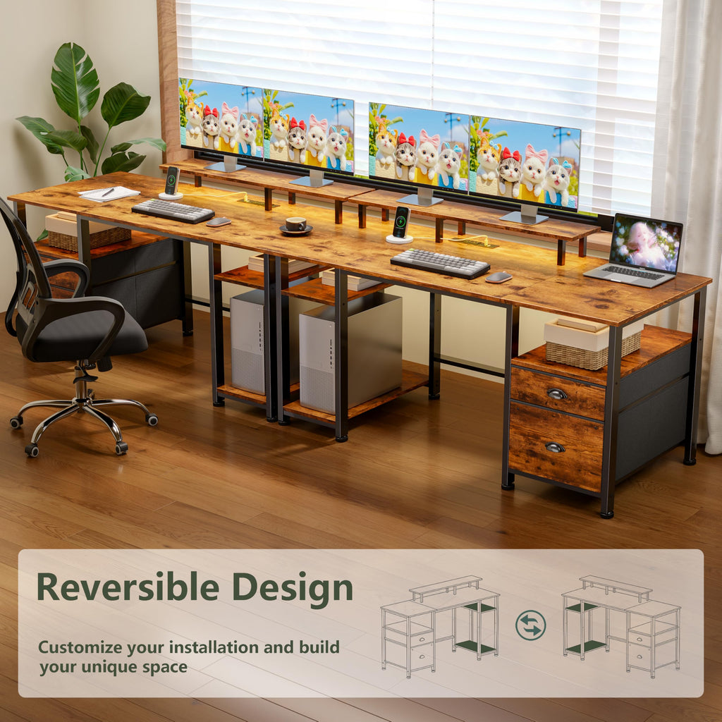 51" Computer Desk with Outlets & LED, Brown M773806