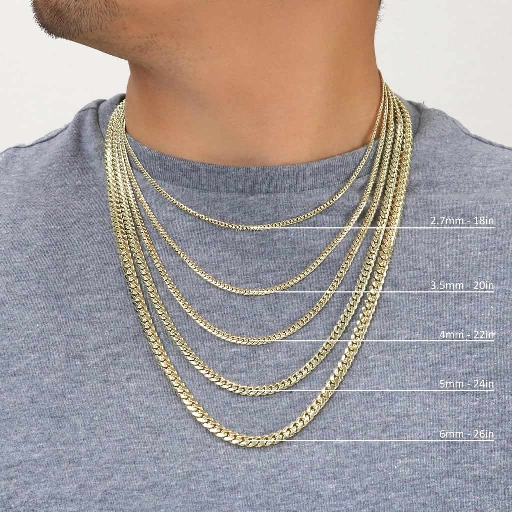 10K Yellow Gold Cuban Link Chain Necklace A8653
