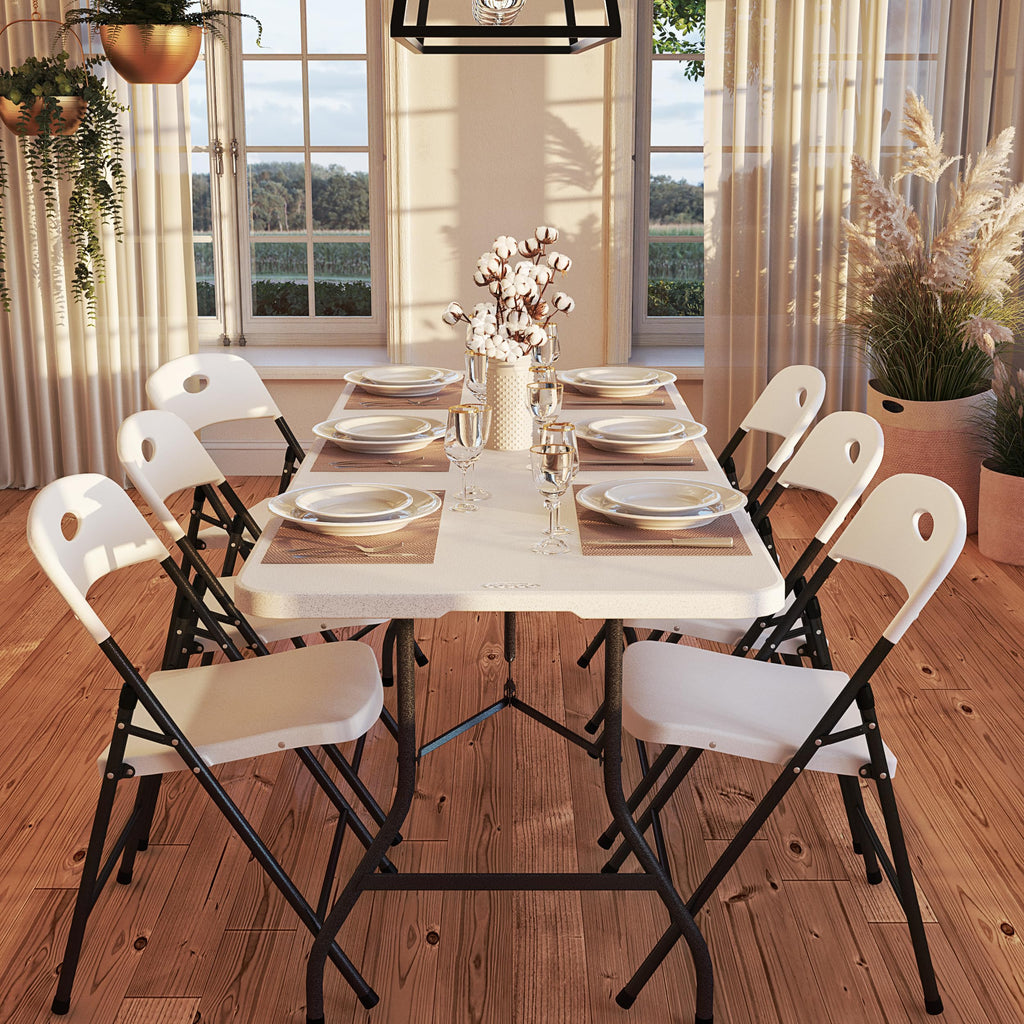 6ft White Blow Molded Folding Table M380