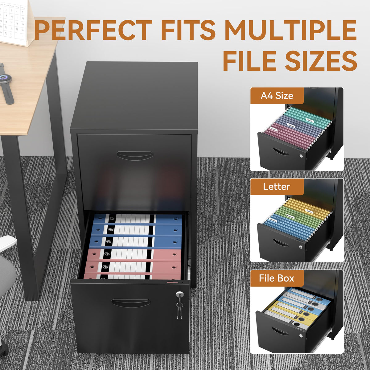 2 Drawer Metal File Cabinet with Lock Z9443